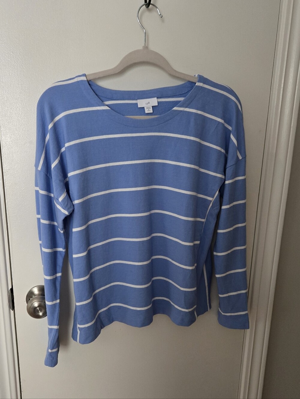 J. Jill Blue and White Striped Long-Sleeve Tee